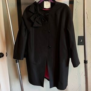 Cute Kate spade car coat! Black with pink liner and bow